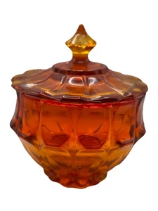 Fenton Valencia Amberina Orange Footed Candy Dish With Lid Cadmium Glows - Picture 1 of 9