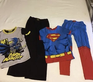 Kids Superheroes Pajamas, Sz 7 Superman/Batman Lot Of Two - Picture 1 of 6