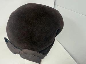 Vintage Velour Hut 60er Roma Velour Schleife Made In Italy Braun Brandeis Omaha Damen - Bild 1 von 9