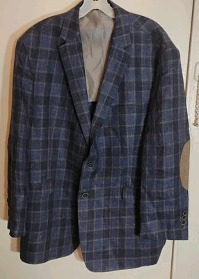 Recent Joseph Abboud 48R  Slim Fit Check Mens Elbow Patches Jacket Unconstructed - Image 1 of 4