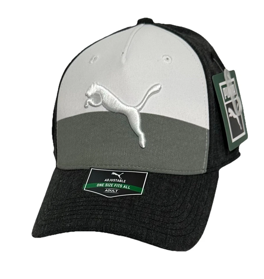 Мужская бейсбольная кепка Puma из полиэстера — угольно-серая/белая — застежка-кнопка один размер - Изображение 1 из 4