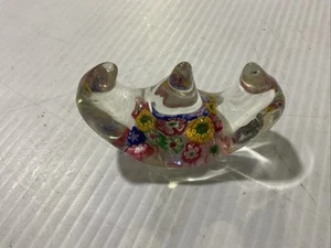 Vintage Millefiori Kunst Glas Rest Essstäbchen Pinsel Stifthalter Blumen Briefbeschwerer - Bild 1 von 7