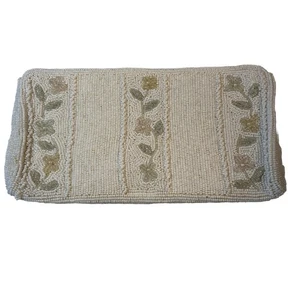 Vintage Richere Ivory Beaded Floral Clutch Cocktail Purse 8x5 - Picture 1 of 11