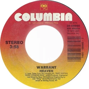 Warrant - Heaven (7") (Very Good Plus (VG+)) - 2461377389 - Picture 1 of 3