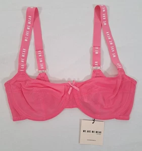 WE ARE WE WEAR Pink Non Padded Balconette Bra Logo Detail Poly Blend BNWT 36D - Picture 1 of 14