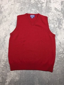 Pendleton Sweater Vest Mens Medium Red 100% Lambswool Pullover V Neck Classic - Picture 1 of 6