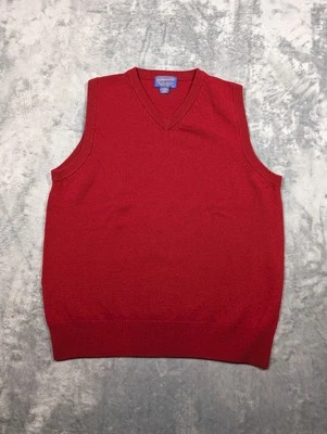 Pendleton Sweater Vest Mens Medium Red 100% Lambswool Pullover V Neck Classic - Image 1 of 4