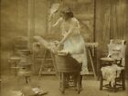 Paris Scene Of Genre Washerwoman Nos Worldly Photo Stereo Diorama Vintage Pn1