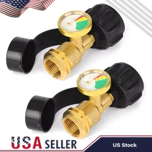 2 PCS Propane Gas Tank Brass Adapter Gauge Grill BBQ w/Indicator Pressure Gage🔥 - Picture 1 of 8