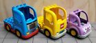 Lot of 3 Lego Duplo Trucks Cars Blue Yellow Pink