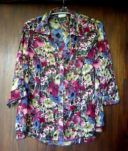 hübsche leichte bunte Bluse von Canda mit Blumenmotiv -Gr. 46/48 - Bild 1 von 1
