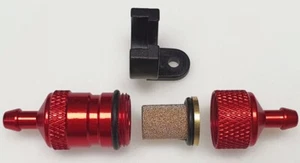 Alloy Fuel Filter Red w/Nylon Mount Fine mesh screen 1/8" ID Petrol /Nitro lines - Picture 1 of 2