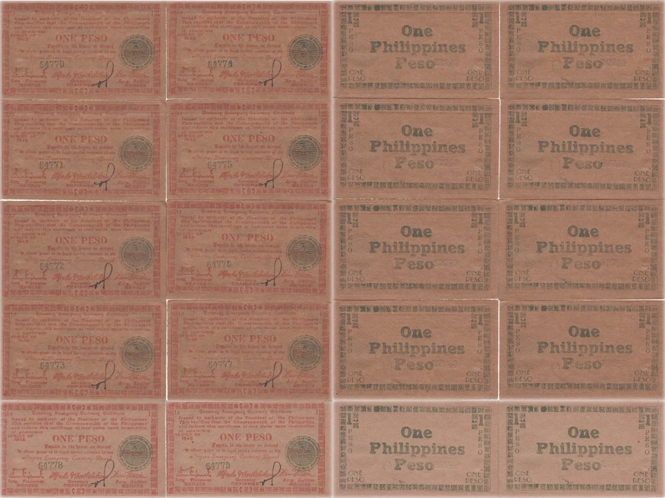 1945 Philippines Guerrilla Currency Negros Province 10 Consecutive AU/UNC S681 - Image 1 of 1