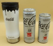 2 different Coca-Cola Zero MARSHMELLO'S cans + Coca-Cola Glacial tumbler