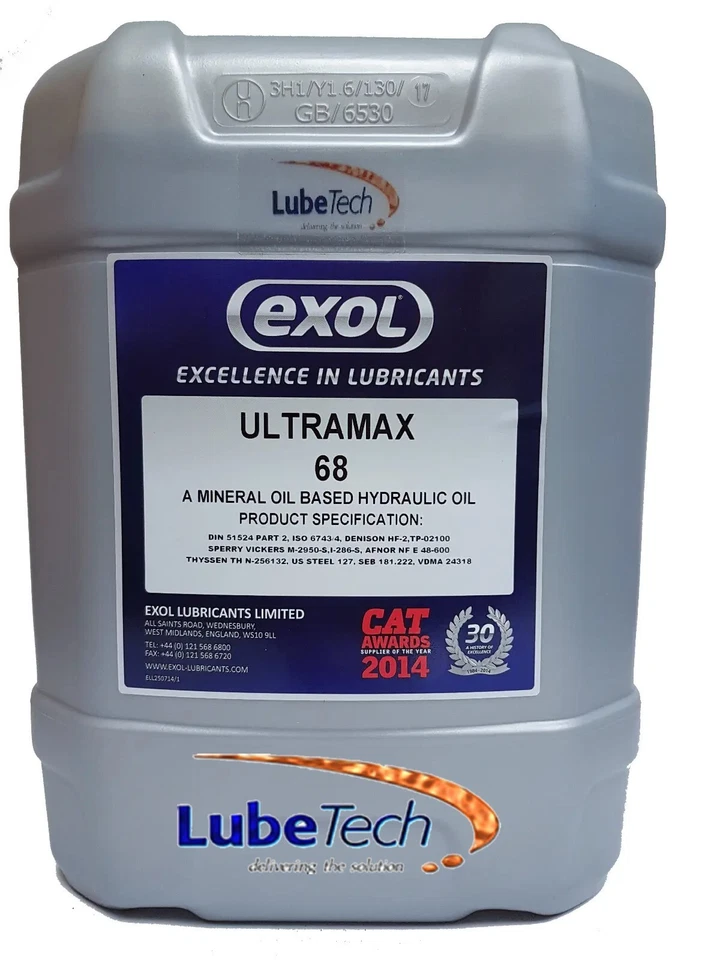 EXOL HYDRAULIC OIL 68 20 LITRE DIN 51524 PART 2 SPEC PREMIUM QUALITY FLUID