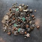 Bead Lot Loose 250+ Assorted Metal Silver- Gold- Copper-Tone Crafting Jewelry