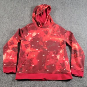 Nike Club Hoodie Youth Large Red Celestial All Over Swoosh Print Red Sweatshirt - Picture 1 of 9
