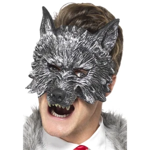 Werewolf Mask Adults Halloween Fancy Dress Wolf Mask Mens Latex Deluxe - Picture 1 of 8