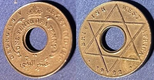 British West Africa 1922 KN ⅒ Penny - George V KM-7 Copper-nickel XF+ #97 - Picture 1 of 2