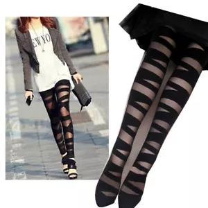 3 PAIR MULTIPACK WOMEN'S LADIES GIFT FASHION CUT-OUT BANDAGE BLACK TIGHTS PARTY - Picture 1 of 6