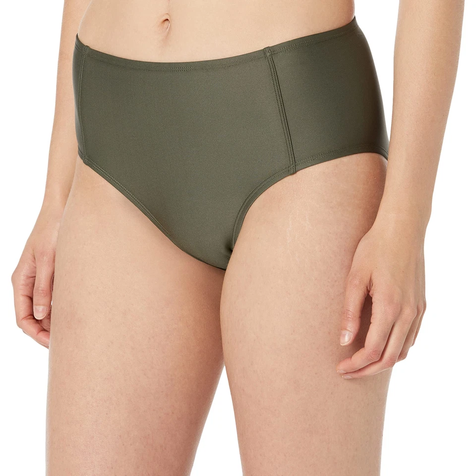 DKNY Women's High Waisted Full Coverage Bikini Bottom Bathing Suit Moss Small