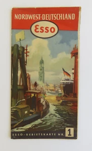 Vintage Esso Nordwest-Deutschland 1951 Esso-Gebietskarte NR. 1 Map - Picture 1 of 5