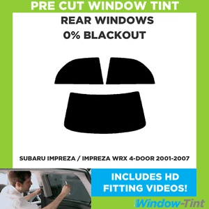 Für Subaru Impreza / Wrx 4-door 2001-07 Vor Cut Fenster Getönt Heck 0% Blackout - Picture 1 of 10