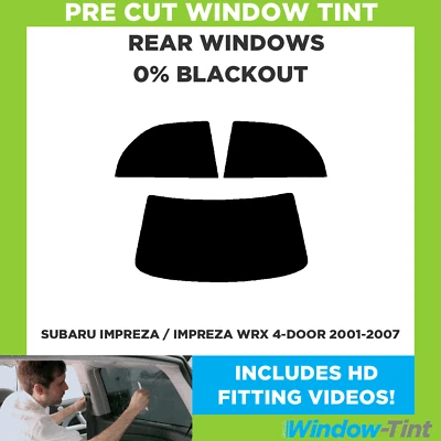 Für Subaru Impreza / Wrx 4-door 2001-07 Vor Cut Fenster Getönt Heck 0% Blackout - Image 1 of 4