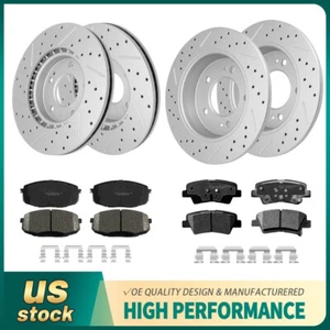 Front & Rear Disc Brake Rotors + Ceramic Brake Pads for 2014 - 2016 Kia Soul - Picture 1 of 6