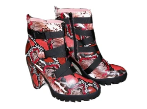SHOE REPUBLIC LA : Faux snakeskin chunky sole boots w/ CLIP STRAP _ SIZE 10 - Picture 1 of 7