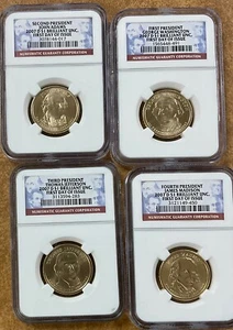 2007 D FIRST DAY ISSUE PRESIDENTIAL DOLLARS BU/ UNC  NGC 4 COINS - Picture 1 of 3