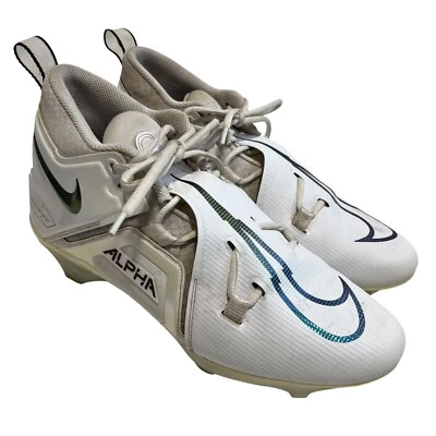 Nike Alpha Menace Pro 3 football cleats US mens 12 white pearl iridescent finish - Image 1 of 4