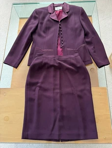 Vintage Albert Nipon Womens Skirt Suit Size Petite 8 Maroon - Picture 1 of 8