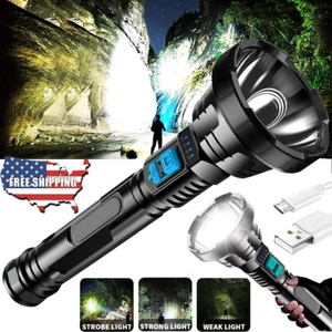 Long LED Flashlight USB Rechargeable Zoom High Lumen Torch Lamp Work Flash Light - Picture 1 of 7