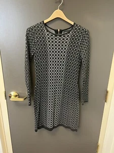 Cynthia Rowley Woman's Sz S Gray and Black Geometric Print Sweater Dress Winter - Picture 1 of 5