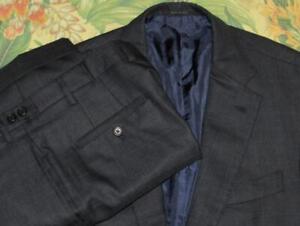 SID MASHBURN Navy Blue Glen Plaid Wool Suit 42 Pants 36