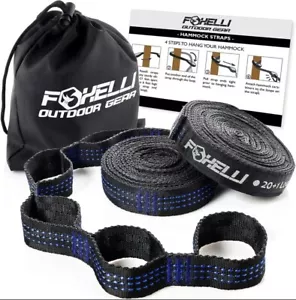 Foxelli Hammock Straps XL – Camping Hammock Tree Straps Set 2 Straps & Carry Bag - Picture 1 of 7