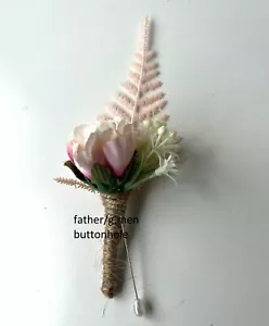 Buttonhole Groomsmen boutonniere Fathers Buttonholes Rustic Style Flowers x 1 - Picture 1 of 1