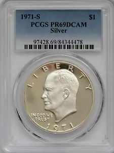 1971 S Eisenhower Silber Dollar 1 $ PCGS PR69DCAM - Bild 1 von 3