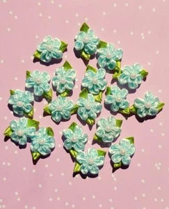 18 Cute Blue Satin Flowers AD1 - Picture 1 of 1