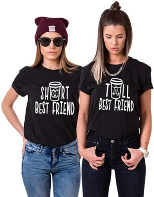 Couples Shop Damen T-Shirt Short Tall Middle Best Friends Beste Freundin Shirts