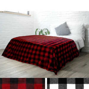 Plaid Buffalo Checkered Fleece Throw Blanket Soft Holiday Accent Decor Blanket - Picture 1 of 36