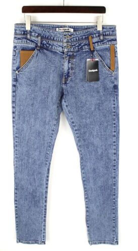 Desigual 19SMDDX7 Jeans Uomo Eu 34 Slim Fit Doppio Girovita Sbiadito Zip Fly