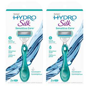 Lot of 2 Schick Hydro Silk 5 Sensitive Care Women's Razor, 2 Razor Blade Refills