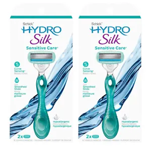 Lot of 2 Schick Hydro Silk 5 Sensitive Care Women's Razor, 2 Razor Blade Refills - Picture 1 of 11
