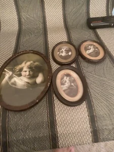 Antique Cupid Awake Asleep Angels M.B.Parkinson 1897 Print Small In Oval Frames - Picture 1 of 3