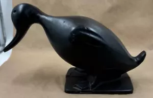 Vintage schwarz Gusseisen Ente Türstopper R M S Co. 12" Garten Statue Hof = - Bild 1 von 7