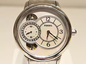 RETRO MOTHER OF PEARL DIAL AUTOMATIC LADIES WATCH "FOSSIL" TWIST OPEN BALANCE - Picture 1 of 12