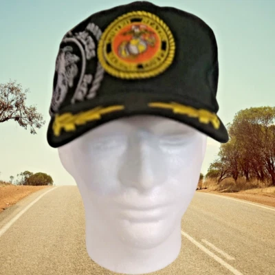 UNITED STATES MARINE CORPS Hoja de Oro Bordada Correa Gorra Sombrero Foto 1 de 4