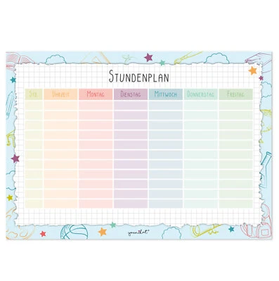 EASYDRUCK24DE Stundenplan Bunt I abwischbar I DIN A4 I für Mädchen I magnetisch I dv_1054